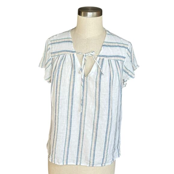 RAILS Viera Ryland Stripe Metallic Short Sleeve Blouse Women's Size Small Chic - Picture 1 of 8